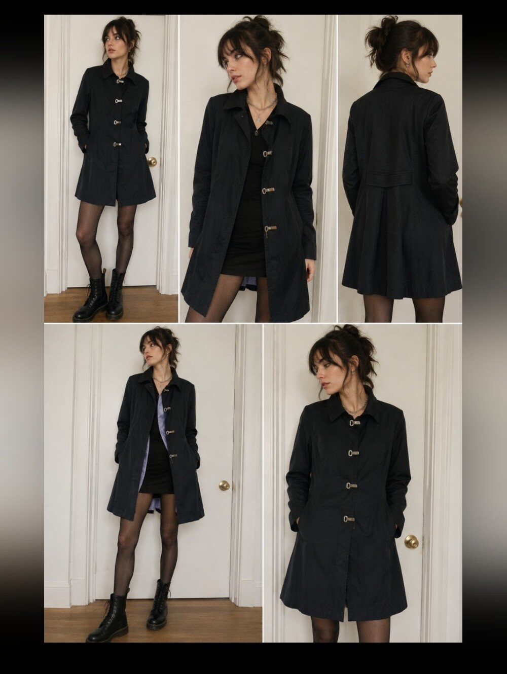 London Fog Black Button-Front Trench Coat